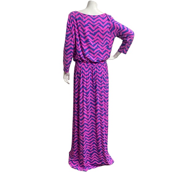 Lilly Pulitzer Maxi Dress Women’s XL Pink Blue Long Sleeve - Picture 5 of 10